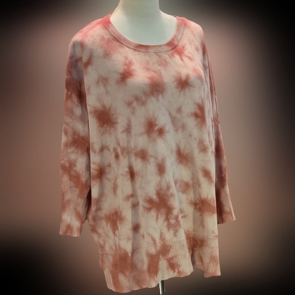 Wonderly Oversized Sweatshirt Tie-dye Pattern Coral & Cream Women's size 2x